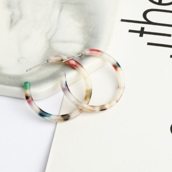 Colorful Mini Resin Hoop Earrings (Light) - Picture 2 of 5